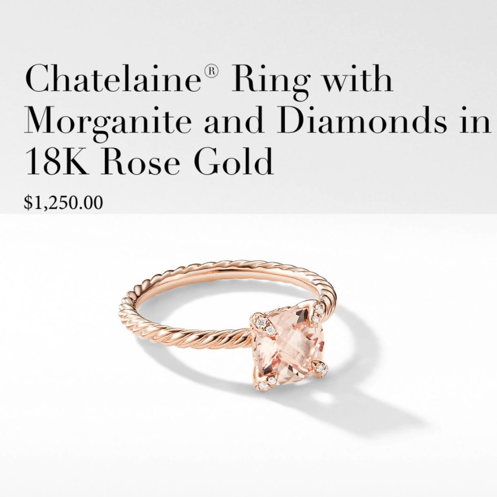 David Yurman Morganite & Diamond 18KRoseGold Ring